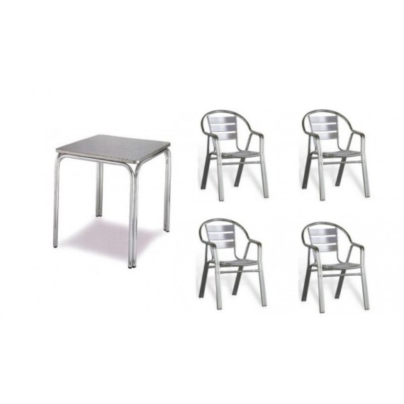 Conjointe 4 fauteuils POLONIA et 1 table KENIA-C 