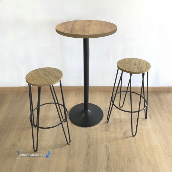 Conjointe de 2 tabourets chelsea et 1 table haute f black