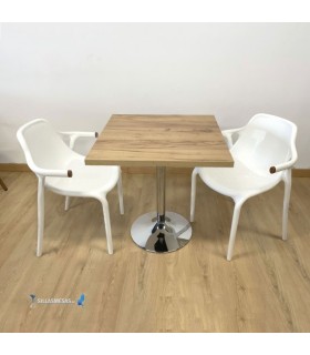 Conjointe de 2 fauteuils KARL et 1 table F Intérieur pied chromé