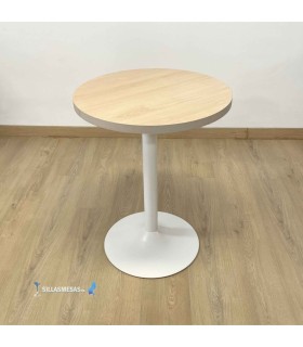 Table F Rond INTERIEUR Pied Blanc