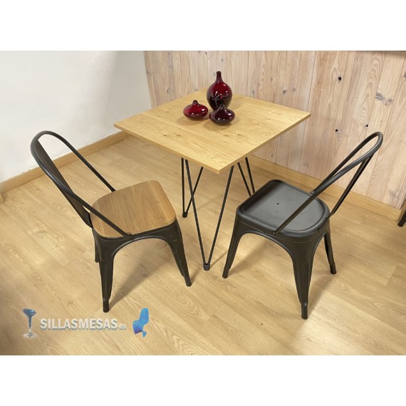 Chaise MIX NOIR ASSISE EN BOIS
