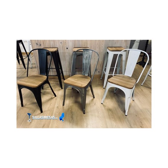 Chaise MIX NOIR ASSISE EN BOIS