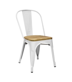 Chaise MIX BLANC ASSISE EN BOIS